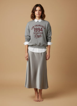 Gonna - Gonna satin stretch viscosa - Grigio perla - vevi.it