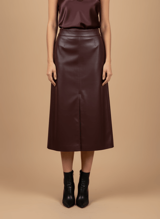 Gonna - Gonna simil pelle - Bordeaux - vevi.it