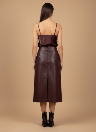 Gonna - Gonna simil pelle - Bordeaux - vevi.it