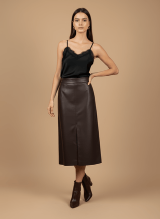 Gonna - Gonna simil pelle - Marrone - vevi.it