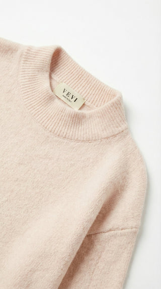 Maglia - Maglia collo alto baby alpaca polsino pince - Beige - VEVI