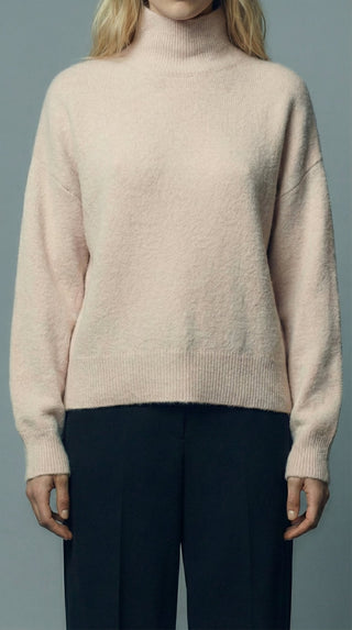 Maglia - Maglia collo alto baby alpaca polsino pince - Beige - VEVI