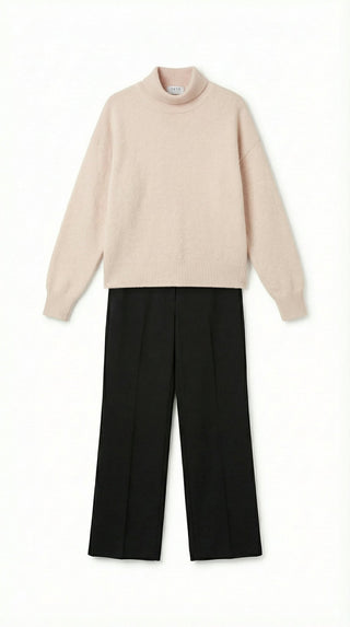 Maglia - Maglia collo alto baby alpaca polsino pince - Beige - VEVI