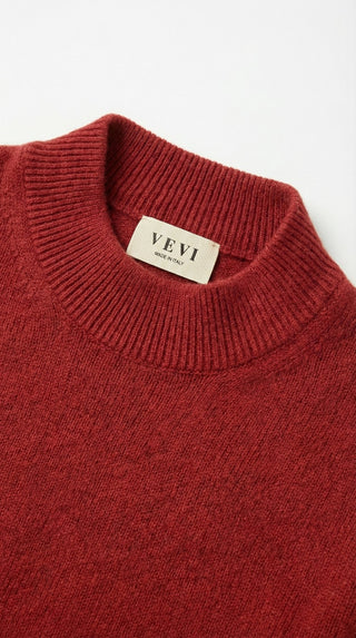 Maglia - Maglia collo alto baby alpaca polsino pince - Bordeaux - VEVI