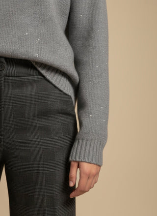 Maglia - Maglia collo alto paillettes - Grigio melange - VEVI