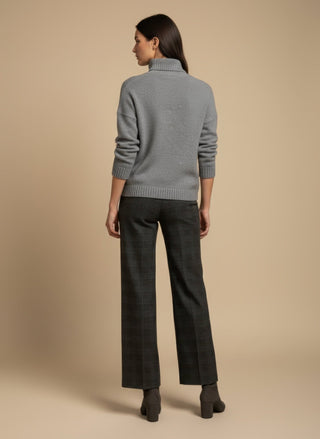 Maglia - Maglia collo alto paillettes - Grigio melange - VEVI