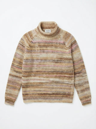 Maglia - Maglia collo alto riga melange afa 25206 - Beige - VEVI