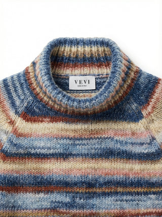 Maglia - Maglia collo alto riga melange afa 25206 - Cielo - VEVI