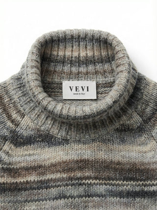 Maglia - Maglia collo alto riga melange afa 25206 - Grigio - VEVI