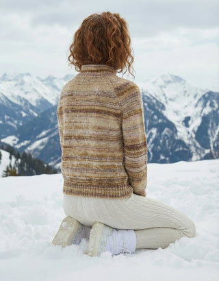 Maglia - Maglia collo alto riga melange afa 25206 - Tabacco - VEVI