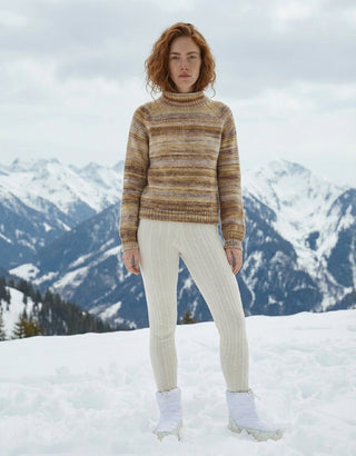 Maglia - Maglia collo alto riga melange afa 25206 - Tabacco - VEVI