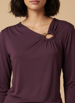 Maglia - Maglia cut out accessorio - Burgundy - vevi.it