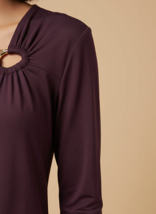 Maglia - Maglia cut out accessorio - Burgundy - vevi.it