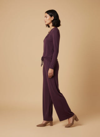 Maglia - Maglia cut out accessorio - Burgundy - vevi.it