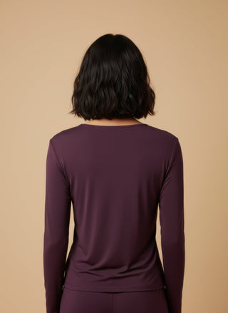 Maglia - Maglia cut out accessorio - Burgundy - vevi.it