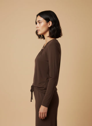 Maglia - Maglia cut out accessorio - Marrone - vevi.it
