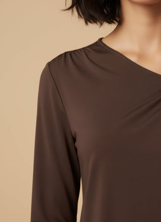 Maglia - Maglia cut out accessorio - Marrone - vevi.it