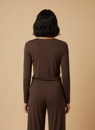 Maglia - Maglia cut out accessorio - Marrone - vevi.it