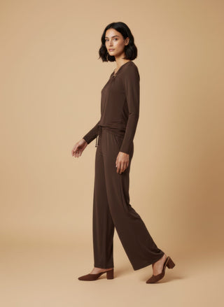 Maglia - Maglia cut out accessorio - Marrone - vevi.it