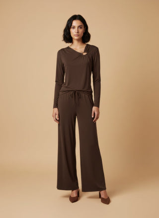 Maglia - Maglia cut out accessorio - Marrone - vevi.it