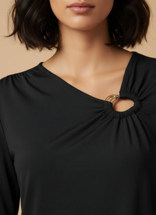 Maglia - Maglia cut out accessorio - Nero - vevi.it