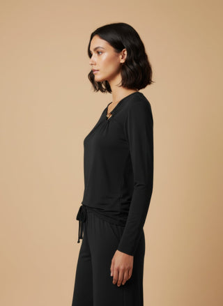 Maglia - Maglia cut out accessorio - Nero - vevi.it