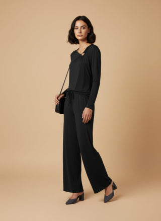 Maglia - Maglia cut out accessorio - Nero - vevi.it