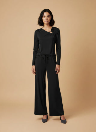 Maglia - Maglia cut out accessorio - Nero - vevi.it