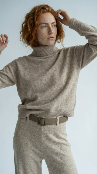  - Maglia dolcevita baby alpaca cxa 24655 - Beige melange - VEVI