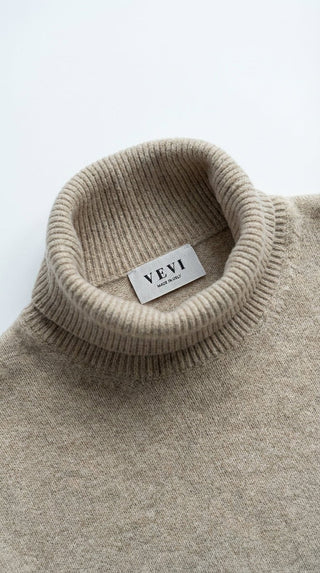  - Maglia dolcevita baby alpaca cxa 24655 - Beige melange - VEVI