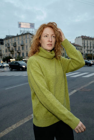  - Maglia dolcevita baby alpaca cxa 24655 - Verde - VEVI