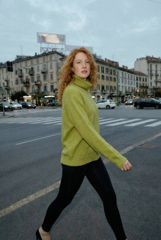  - Maglia dolcevita baby alpaca cxa 24655 - Verde - VEVI