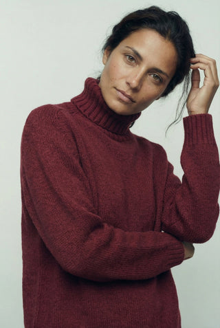 Maglia - Maglia dolcevita cashmere afa 6662 - Bordeaux - VEVI