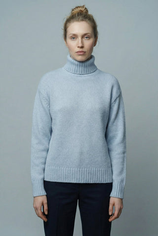 Maglia - Maglia dolcevita cashmere afa 6662 - Celeste - VEVI