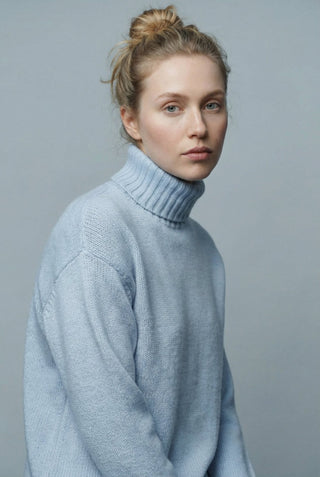 Maglia - Maglia dolcevita cashmere afa 6662 - Celeste - VEVI