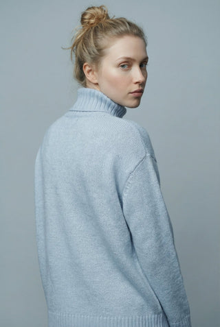 Maglia - Maglia dolcevita cashmere afa 6662 - Celeste - VEVI