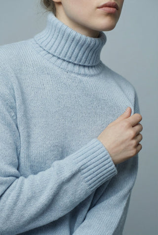 Maglia - Maglia dolcevita cashmere afa 6662 - Celeste - VEVI