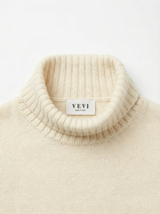 Maglia - Maglia dolcevita cashmere afa 6662 - Panna - VEVI