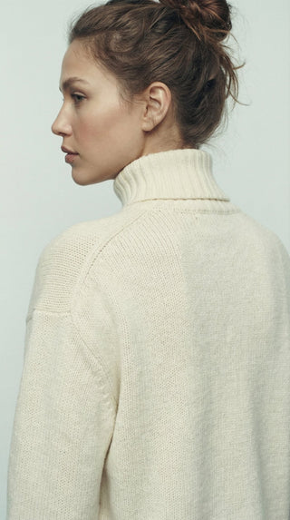 Maglia - Maglia dolcevita cashmere afa 6662 - Panna - VEVI