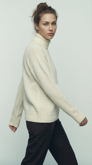 Maglia - Maglia dolcevita cashmere afa 6662 - Panna - VEVI