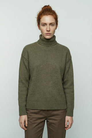 Maglia - Maglia dolcevita cashmere afa 6662 - Verde militare - VEVI