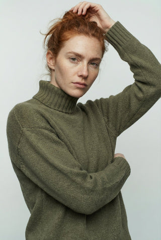 Maglia - Maglia dolcevita cashmere afa 6662 - Verde militare - VEVI