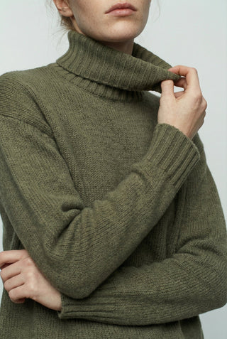 Maglia - Maglia dolcevita cashmere afa 6662 - Verde militare - VEVI