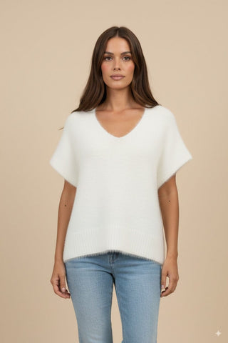 Maglia - Maglia gilet80% kid mohair - Bianco - vevi.it