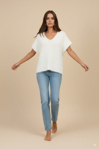 Maglia - Maglia gilet80% kid mohair - Bianco - vevi.it