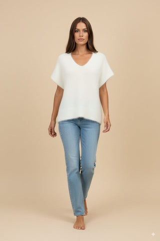 Maglia - Maglia gilet80% kid mohair - Bianco - vevi.it