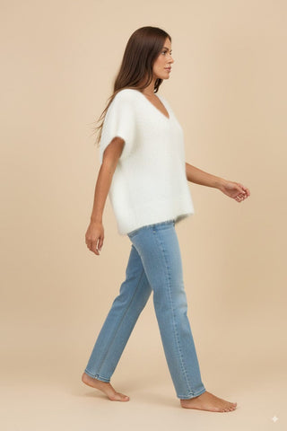 Maglia - Maglia gilet80% kid mohair - Bianco - vevi.it