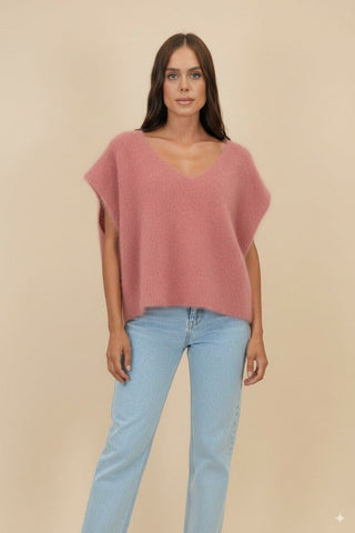 Maglia - Maglia gilet80% kid mohair - Pesca - vevi.it