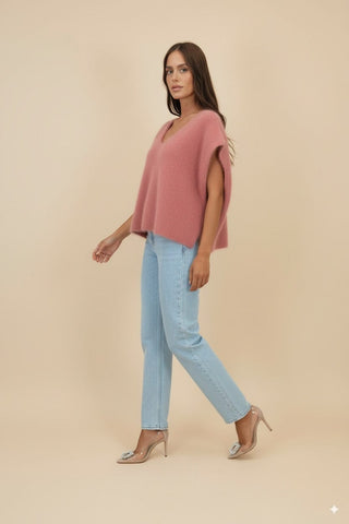 Maglia - Maglia gilet80% kid mohair - Pesca - vevi.it