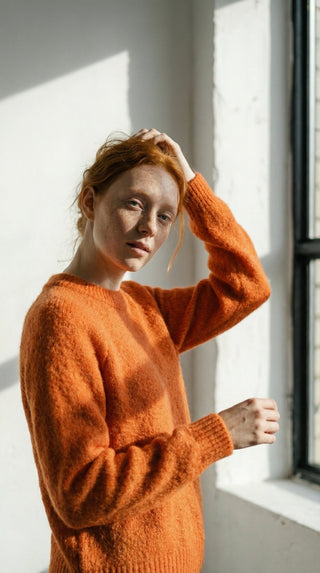 Maglia - Maglia girocollo alpaca 25513 - Arancio - VEVI